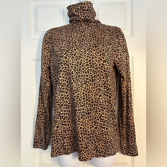 Leopard-print Turtleneck J crew size small 100% cotton - Picture 3 of 9